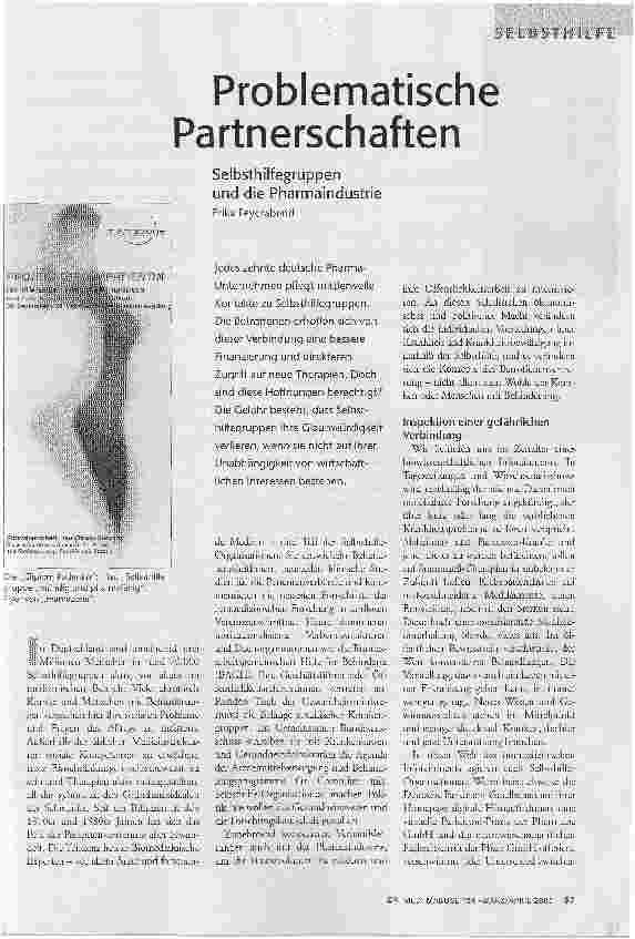 Problematische Partnerschaften. Selbsthilfegruppen und die Pharmaindustrie