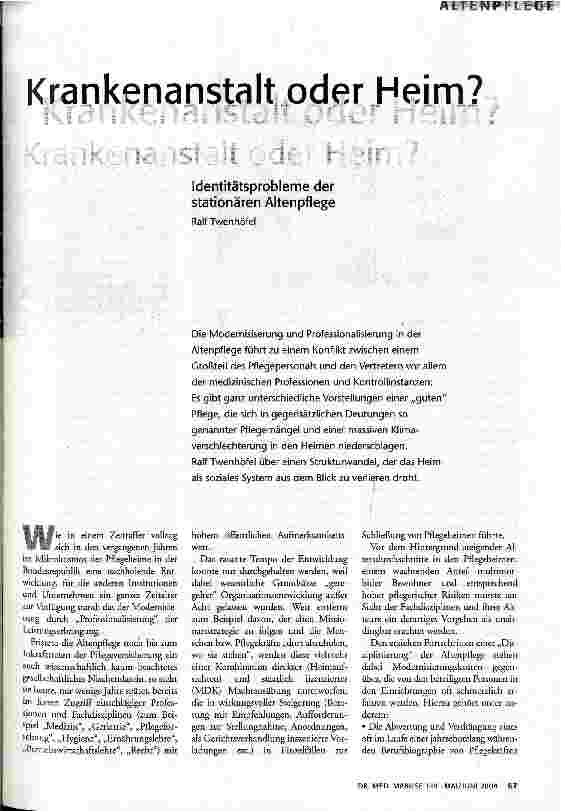 Krankenanstalt oder Heim?