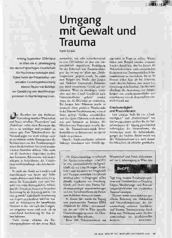 Umgang mit Gewalt und Trauma