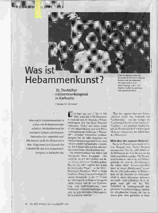 Was ist Hebammenkunst?10. Deutscher Hebammenkongress in Karlsruhe