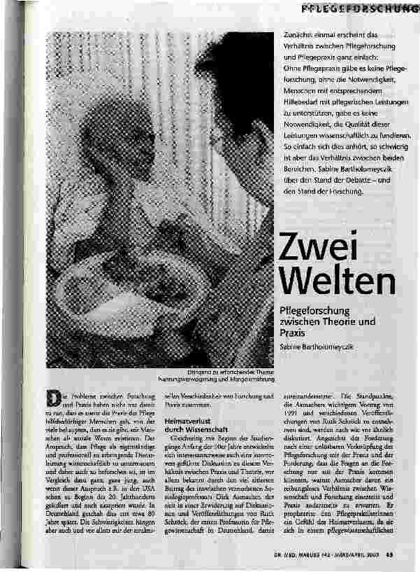 Zwei Welten Pflegeforschung zwischen Theorie und Praxis