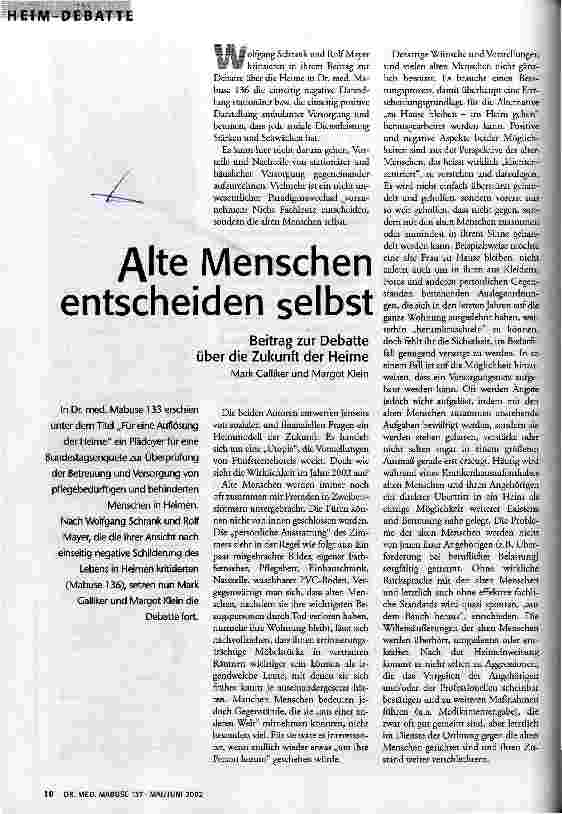 Alte Menschen entscheiden selbst