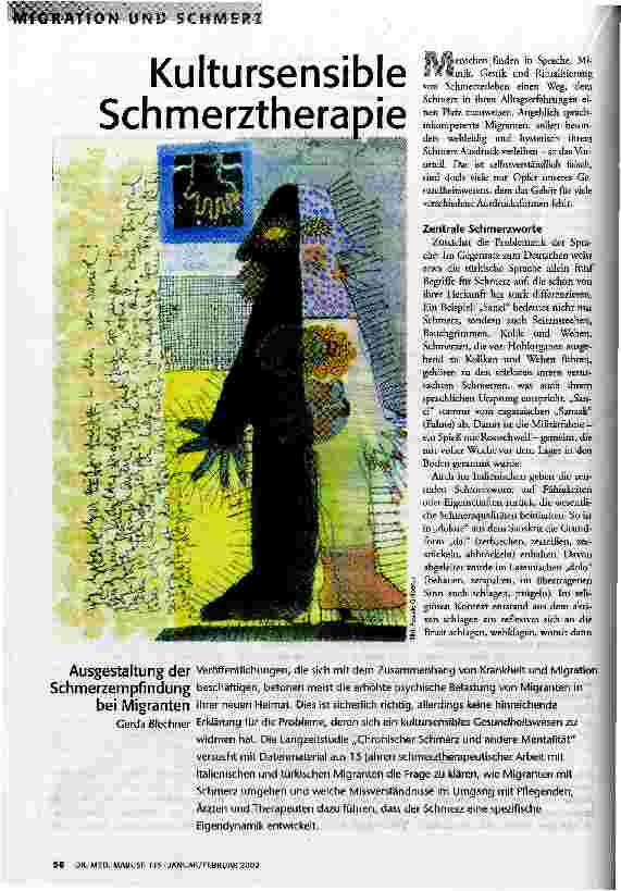 Kultursensible Schmerztherapie Ausgestaltung der Schmerzempfindung bei Migranten