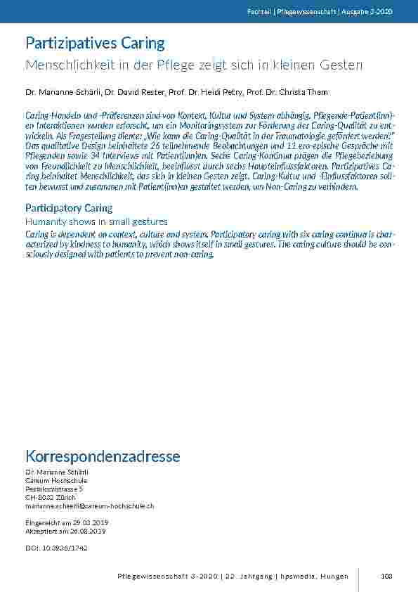 Partizipatives Caring: Menschlichkeit in der Pflege zeigt sich in kleinen Gesten.