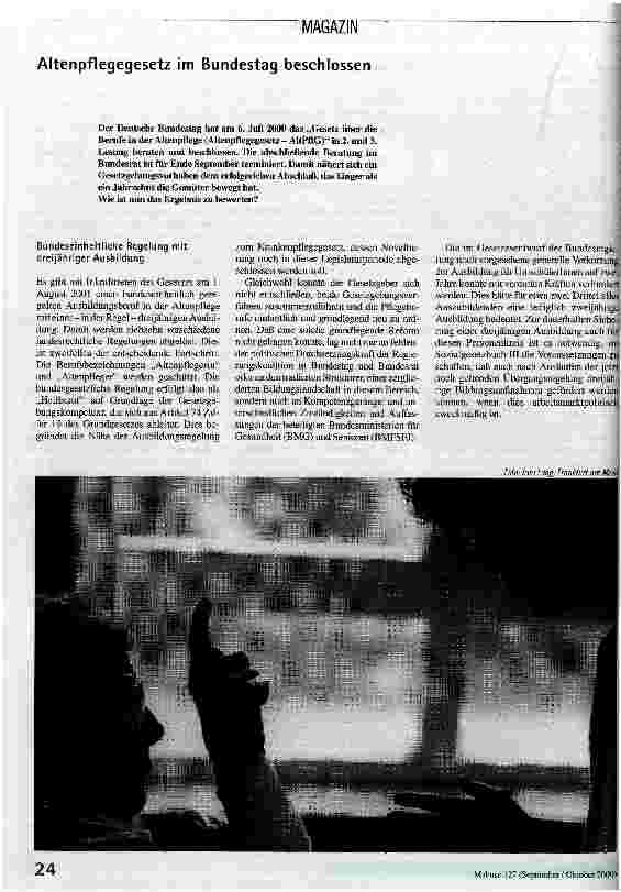 Altenpflegegesetz im Bundestag beschlossen