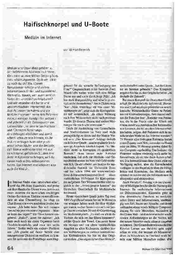 Haifischknorpel und U-Boote Medizin im Internet