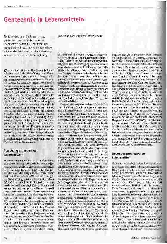 Gentechnik in Lebensmitteln