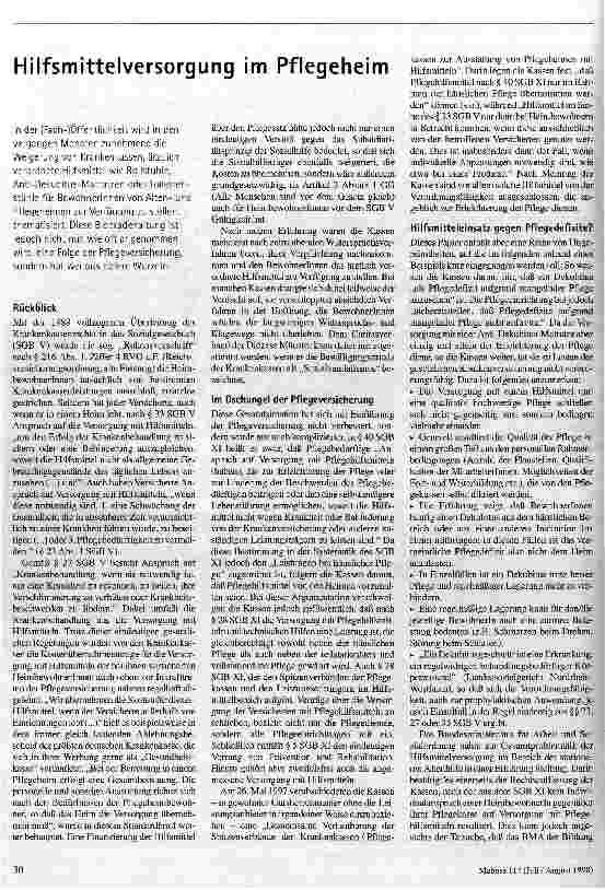 Hilfsmittelversorgung im Pflegeheim