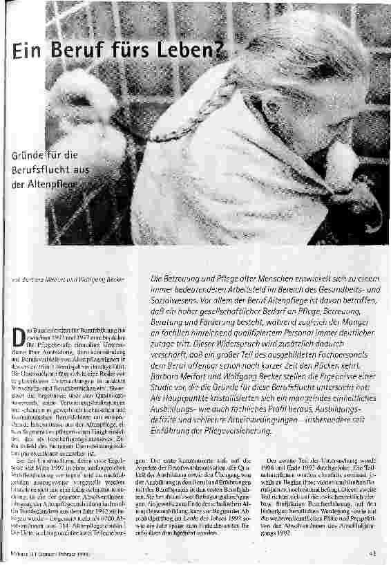 Ein Beruf fürs Leben? Gründe für die Berufsflucht aus der Altenpflege