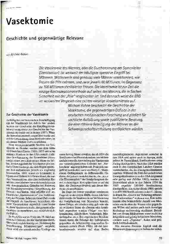 Vasektomie Geschichte und gegenwärtige Relevanz