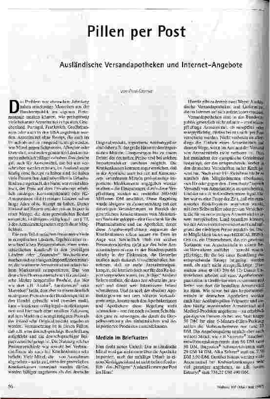 Pillen per Post Ausländische Versandapotheken und Internet-Angebote