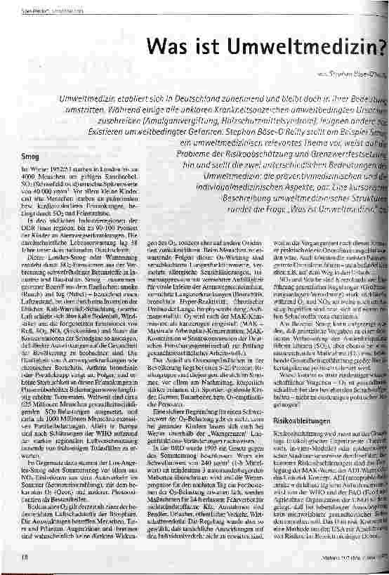 Was ist Umweltmedizin?