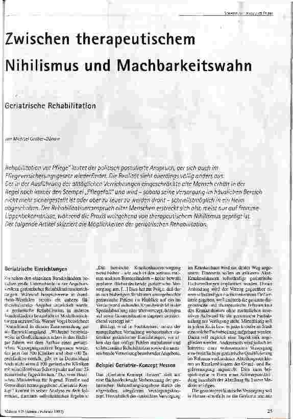 Zwischen therapeutischem Nihilismus und Machbarkeitswahn