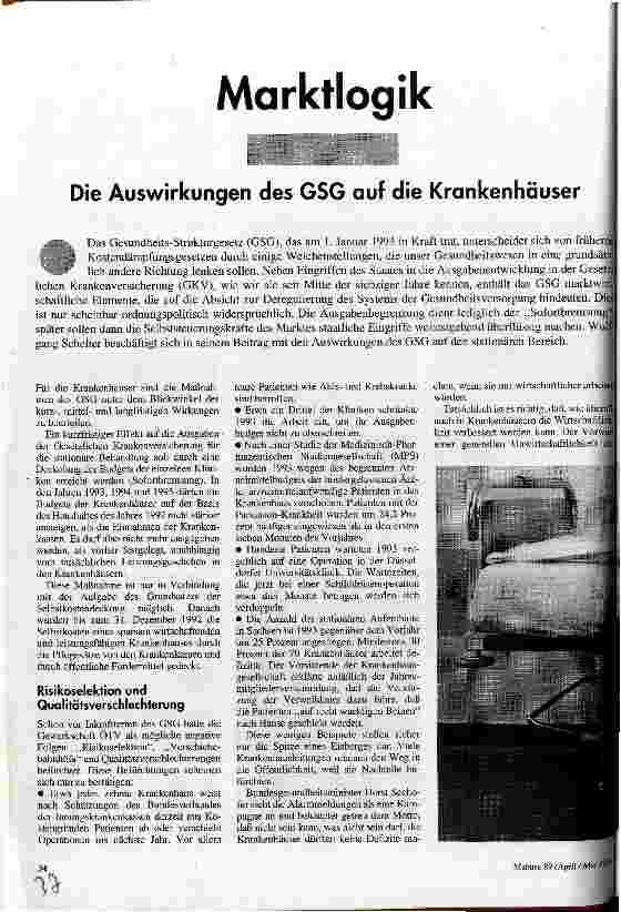 Marktlogik Die Auswirkungen des GSG auf die Krankenhäuser