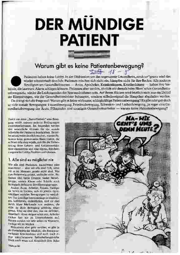 Der mündige Patient Warum gibt es keine Patientenbewegung?