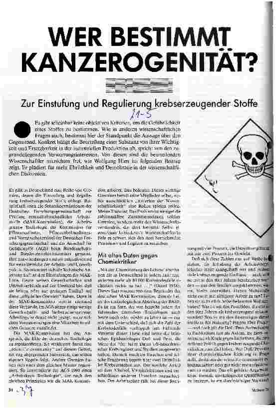 Wer bestimmt Kanzerogenität? Zur Einstufung und Regulierung krebserzeugender Stoffe