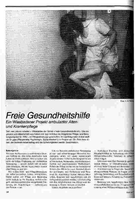 Freie Gesundheitshilfe Ein Wiesbadener Projekt ambulanter Alten und Krankenpflege