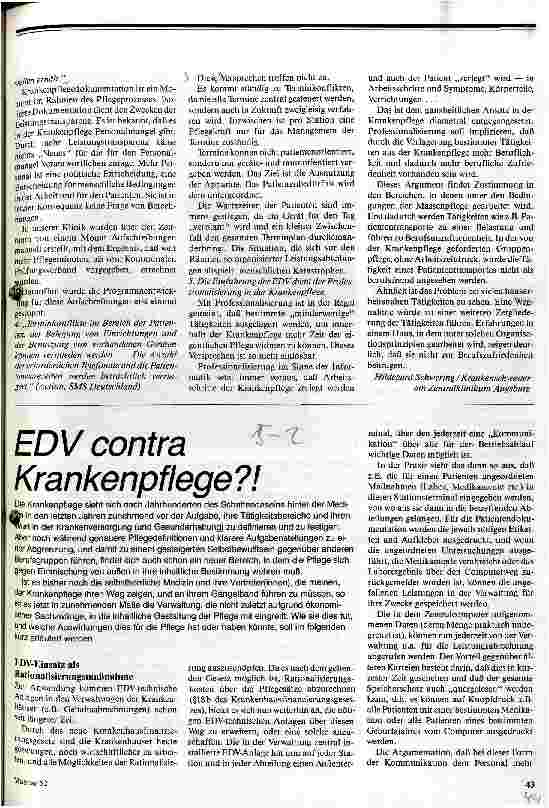 EDV contra Krankenpflege?