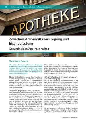 [doc_571702] Zwischen Arzneimittelversorgung und Eigenbelastung Gesundheit im Apothekenalltag