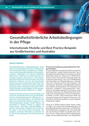 [doc_571700] Gesundheitsförderliche Arbeitsbedingungen in der Pflege Internationale Modelle und Best Practice Beispiele aus Großbritannien und Australien