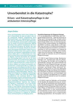 Unvorbereitet in die Katastrophe? Krisenund Katastrophenpflege in der ambulanten Intensivpflege