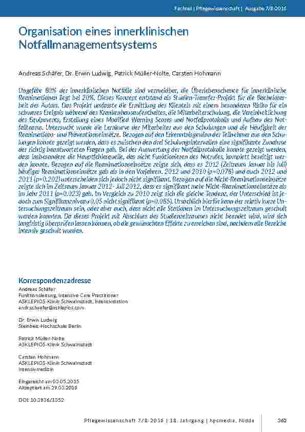 Organisation eines innerklinischen Notfallmanagementsystems