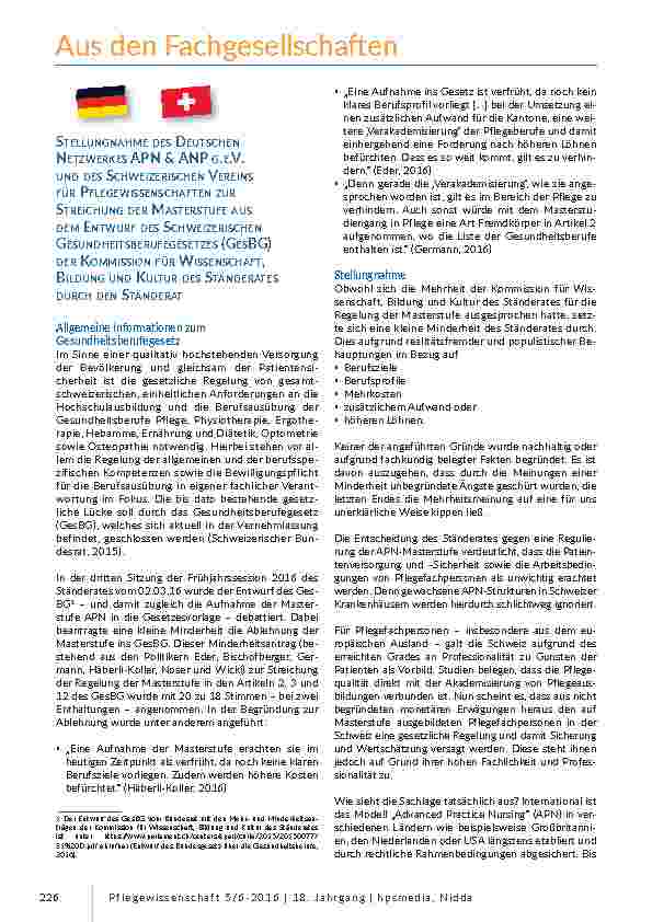 Aus den Fachgesellchaften