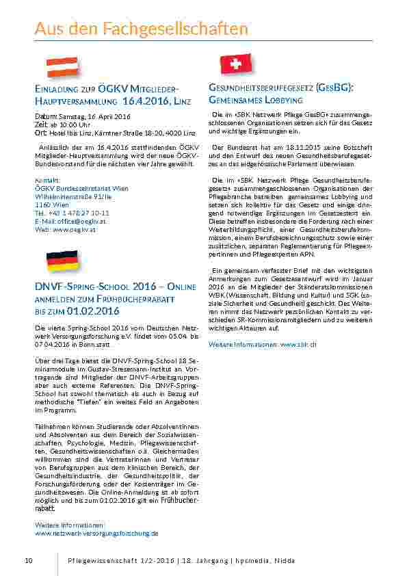 Aus den Fachgesellschaften